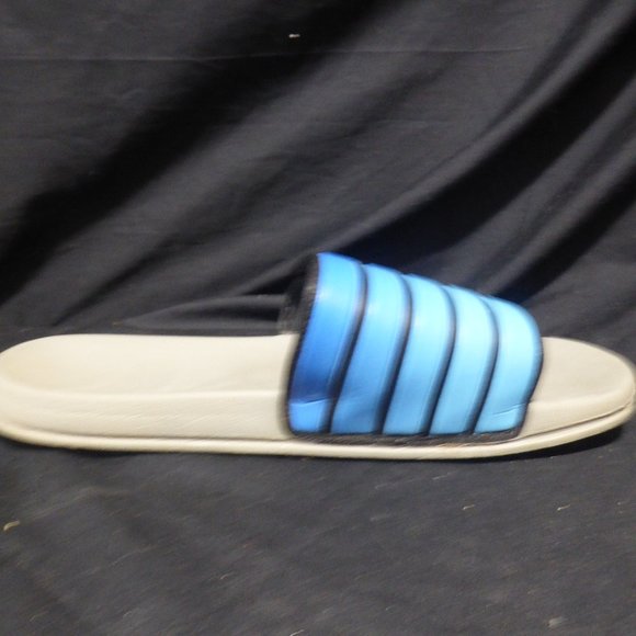 Poolside flip-flop, size 10, black and blue Velcro fastened adjustable strap GUC - Picture 9 of 14